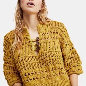 Free People Dream Tonight Macrame’ crop sweater
